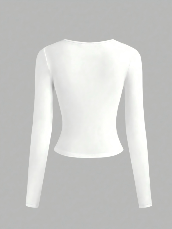 Solid Color Slim-fit Long-sleeve T-shirt, Casual Crew Neck Top