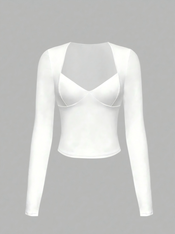 Solid Color Slim-fit Long-sleeve T-shirt, Casual Crew Neck Top