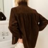 Women's Autumn and Winter Loose Solid Color Jacket-style Casual Button-down Shirt
