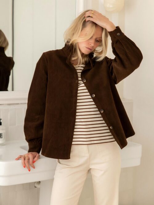 701 Women's Autumn and Winter Loose Solid Color Jacket-style Casual Button-down Shirt